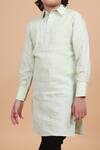 Buy_Raghavendra Rathore Blue_Beige Linen Pintuck Kurta _Online_at_Aza_Fashions