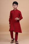 Buy_Raghavendra Rathore Blue_Red Cotton, Linen Shirt Style Kurta _at_Aza_Fashions