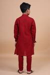 Shop_Raghavendra Rathore Blue_Red Cotton, Linen Shirt Style Kurta _at_Aza_Fashions