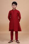 Buy_Raghavendra Rathore Blue_Red Cotton, Linen Shirt Style Kurta _Online_at_Aza_Fashions