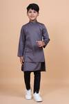 Buy_Raghavendra Rathore Blue_Grey Cotton Asymmetric Kurta _at_Aza_Fashions