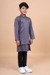 Raghavendra Rathore Blue_Grey Cotton Asymmetric Kurta _Online_at_Aza_Fashions