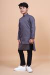 Buy_Raghavendra Rathore Blue_Grey Cotton Asymmetric Kurta _Online_at_Aza_Fashions