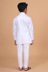 Shop_Raghavendra Rathore Blue_White Cotton Spread Collar Kurta _at_Aza_Fashions