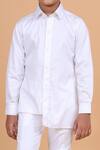 Raghavendra Rathore Blue_White Cotton Spread Collar Kurta _at_Aza_Fashions