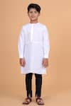 Raghavendra Rathore Blue_White Cotton Linen Kurta _Online_at_Aza_Fashions