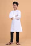 Buy_Raghavendra Rathore Blue_White Cotton Linen Kurta _Online_at_Aza_Fashions