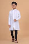 Buy_Raghavendra Rathore Blue_White Cotton Linen Kurta _at_Aza_Fashions