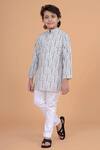 Buy_Raghavendra Rathore Blue_Grey Cotton Printed Kurta _at_Aza_Fashions