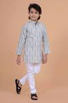 Shop_Raghavendra Rathore Blue_Grey Cotton Printed Kurta _at_Aza_Fashions