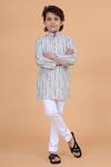 Raghavendra Rathore Blue_Grey Cotton Printed Kurta _Online_at_Aza_Fashions