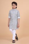 Buy_Raghavendra Rathore Blue_Blue Cotton Printed Linear Kurta _at_Aza_Fashions