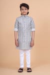 Raghavendra Rathore Blue_Blue Cotton Printed Linear Kurta _Online_at_Aza_Fashions