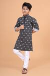 Buy_Raghavendra Rathore Blue_Black Cotton Geometric Print Kurta _at_Aza_Fashions