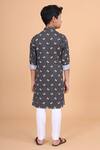 Shop_Raghavendra Rathore Blue_Black Cotton Geometric Print Kurta _at_Aza_Fashions