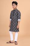 Shop_Raghavendra Rathore Blue_Black Cotton Geometric Print Kurta _Online_at_Aza_Fashions