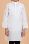 Shop_Raghavendra Rathore Blue_Off White Cotton, Linen Kurta _Online_at_Aza_Fashions