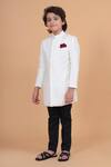 Raghavendra Rathore Blue_Off White Cotton Linen Plain Achkan _Online_at_Aza_Fashions