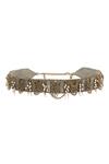 Buy_Lovetobag_Gold Luminous Japanese Micro Bead And Baroque Pearl Embellishment Ruche Belt _at_Aza_Fashions