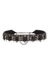 Buy_Lovetobag_Black Luminous Japanese Micro Bead And Baroque Pearl Embellishment Ruche Belt _at_Aza_Fashions