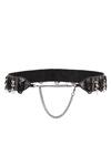Lovetobag_Black Luminous Japanese Micro Bead And Baroque Pearl Embellishment Ruche Belt _Online_at_Aza_Fashions