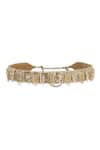 Buy_Lovetobag_Gold Luminous Japanese Micro Bead And Baroque Pearl Embellishment Ruche Belt _at_Aza_Fashions