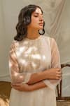 Avaasya Jaipur_Off White Kurta- Organza, Pants- Muslin Silk, Slip- Mulmul Embroidered And Set _Online_at_Aza_Fashions