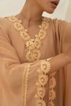 Buy_Avaasya Jaipur_Beige Kaftan- Crepe Embroidery Floral V Neck  _Online_at_Aza_Fashions