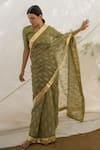 Buy_Avaasya Jaipur_Green Saree- Silk Organza Printed Floral  _Online_at_Aza_Fashions