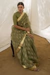 Shop_Avaasya Jaipur_Green Saree- Silk Organza Printed Floral  _Online_at_Aza_Fashions