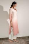 Avaasya Jaipur_Peach Kurta Moonga Silkpants And Dupatta Muslin Silk Print Ombre Set  _Online_at_Aza_Fashions