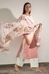 Buy_Avaasya Jaipur_Peach Kurta Moonga Silkpants And Dupatta Muslin Silk Print Ombre Set  _Online_at_Aza_Fashions