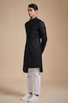 Raghavendra Rathore Blue_Black Suiting Plain Asymmetric Achkan _Online_at_Aza_Fashions
