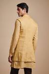 Buy_Raghavendra Rathore Blue_Beige Linen And Cotton Satin Bundi Kurta Set _Online_at_Aza_Fashions