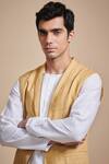 Buy_Raghavendra Rathore Blue_White Linen Bundi And Kurta_Online_at_Aza_Fashions