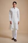 Buy Raghavendra Rathore Blue White Suiting Plain Angular Achkan Kurta at Aza Fashions Buy_Raghavendra Rathore Blue_White Suiting Plain Angular Achkan Kurta _at_Aza_Fashions