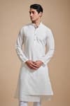 Raghavendra Rathore Blue White Suiting Plain Angular Achkan Kurta Online at Aza Fashions Raghavendra Rathore Blue_White Suiting Plain Angular Achkan Kurta _Online_at_Aza_Fashions