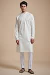 Buy_Raghavendra Rathore Blue_White Silk Jacquard Plain Kurta _at_Aza_Fashions