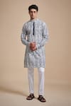 Buy_Raghavendra Rathore Blue_Black Cotton Printed Linear Kurta _at_Aza_Fashions