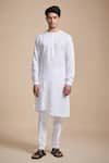 Buy_Raghavendra Rathore Blue_White Linen Kurta _at_Aza_Fashions