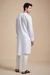 Shop_Raghavendra Rathore Blue_White Linen Kurta _at_Aza_Fashions