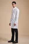 Buy_Raghavendra Rathore Blue_White Cotton Plain Mandarin Collar Kurta Set _at_Aza_Fashions