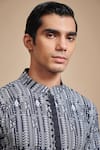 Buy_Raghavendra Rathore Blue_Black Cotton Printed Linear Kurta Set _Online_at_Aza_Fashions