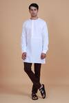 Buy_Raghavendra Rathore Blue_White Linen Pintuck Kurta _at_Aza_Fashions