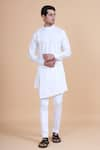 Buy_Raghavendra Rathore Blue_White Cotton Plain Asymmetric Kurta _at_Aza_Fashions