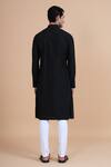 Shop_Raghavendra Rathore Blue_Black Silk Embroidery Thread Kurta _at_Aza_Fashions