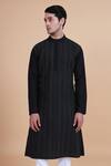 Buy_Raghavendra Rathore Blue_Black Silk Embroidery Thread Kurta _Online_at_Aza_Fashions