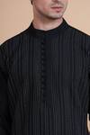 Shop_Raghavendra Rathore Blue_Black Silk Embroidery Thread Kurta _Online_at_Aza_Fashions