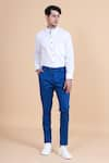 Buy_Raghavendra Rathore Blue_Blue Cotton Plain Straight Pant _at_Aza_Fashions