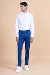 Raghavendra Rathore Blue_Blue Cotton Plain Straight Pant _Online_at_Aza_Fashions